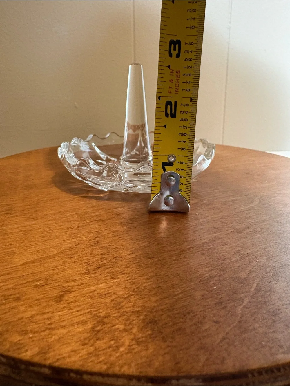 Glass Ring Holder Dish With Scalloped Edges